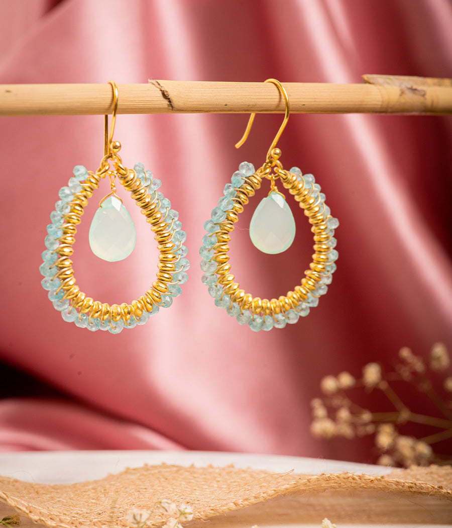Aquamarine Apatite Gold-Plated Earrings