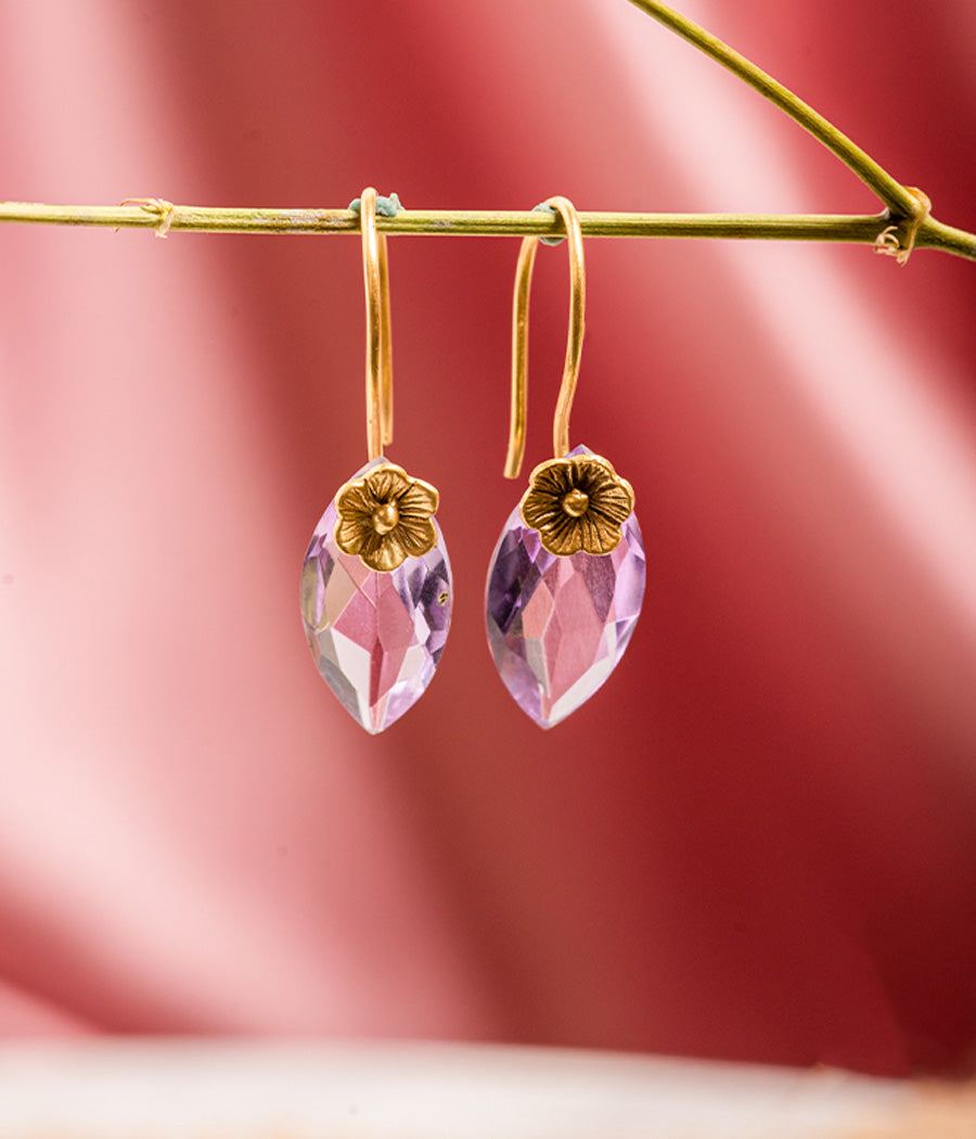 Bare Amethyst Gold-Plated Earrings