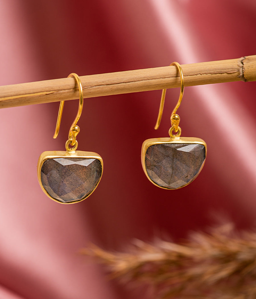 Cut Labradorite Gold-Plated Earrings