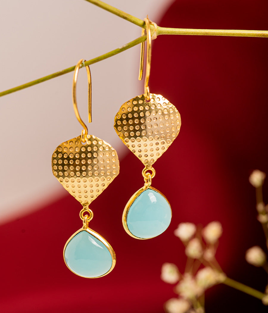 Aqua Chalcedony Gold-Plated Earrings