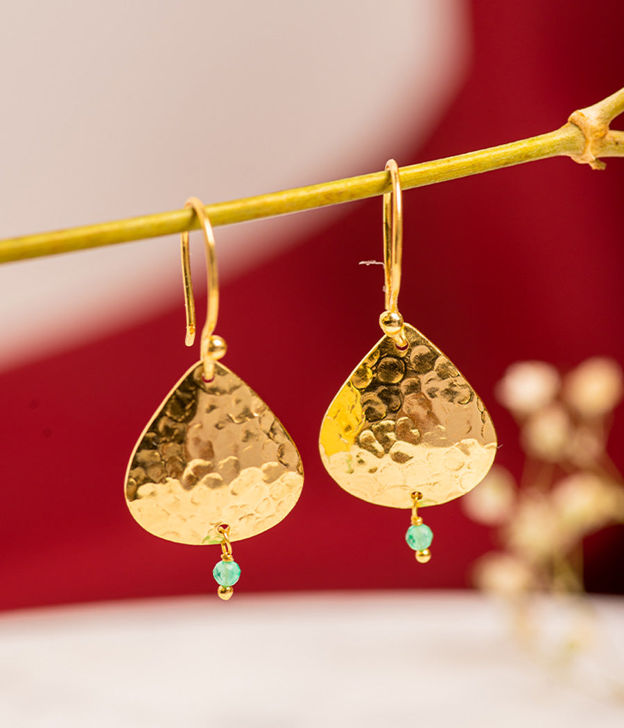 Green Onyx Gold-Plated Earrings