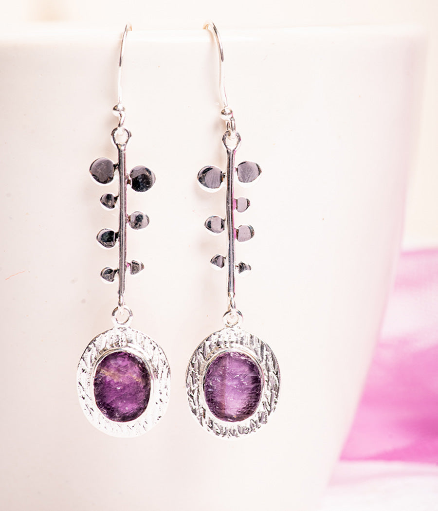 Rough Amethyst Latkan Earrings