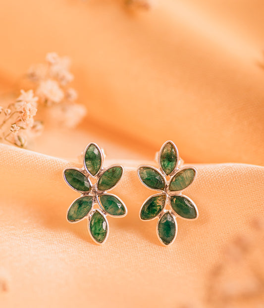 Buy Emerald Flower Drop Silver Tops Online