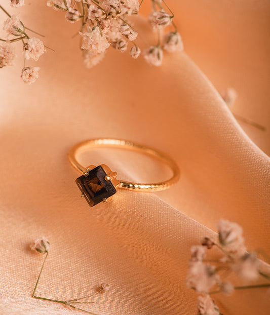 Smoky Gold Plated Silver Ring