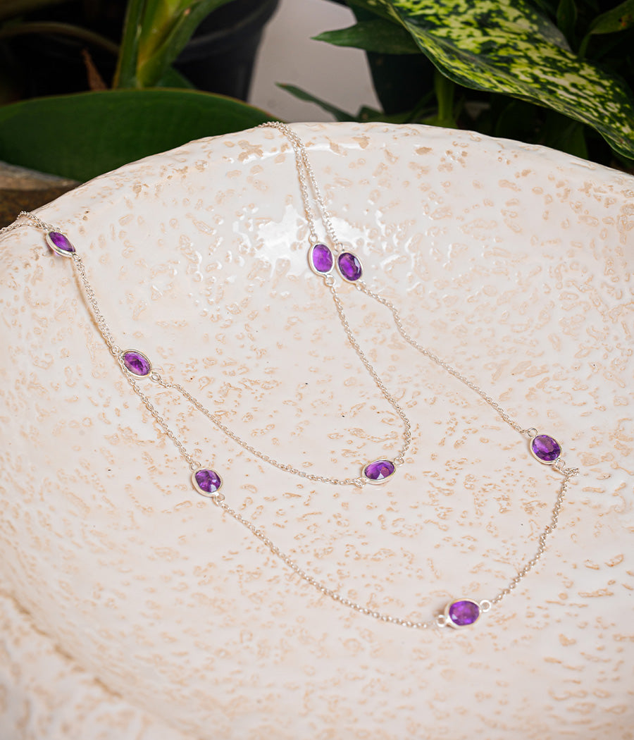 Buy Amethyst Layering Silver Necklace