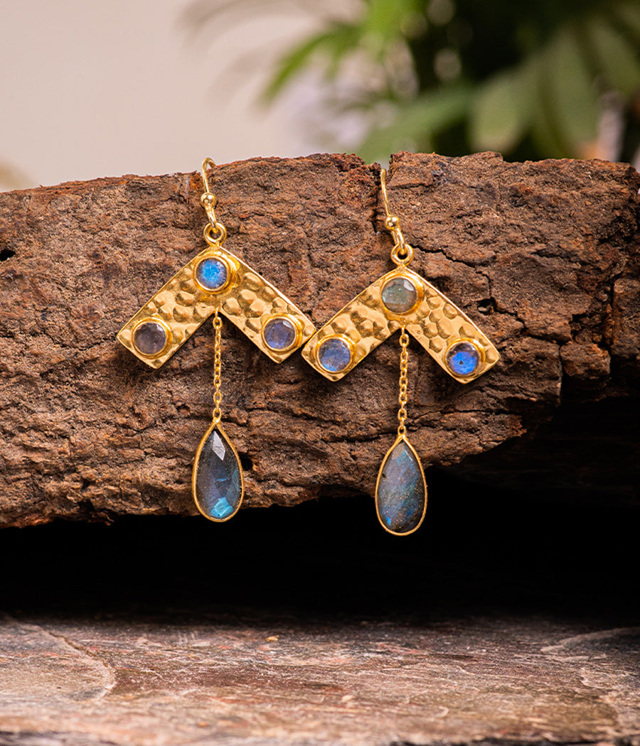 Labradorite North-facing Gold-Plated Silver Earrings