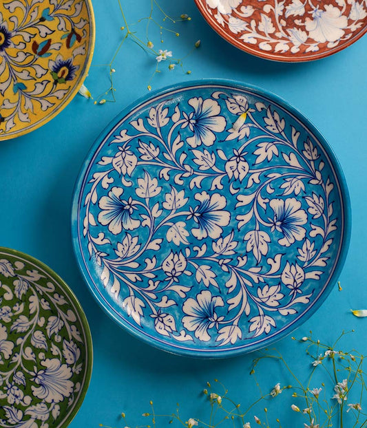 light blue plate decorative blue pottery