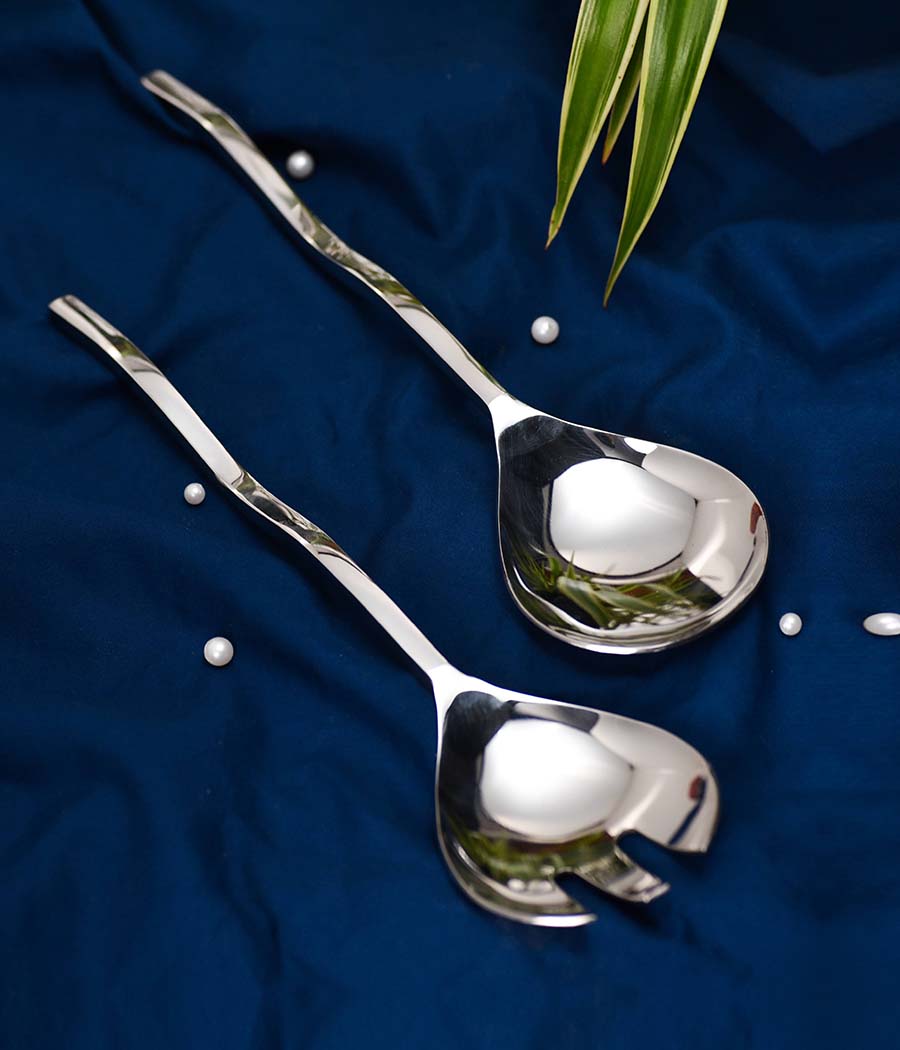 Set of Stainless Steel Serving & Salad Mixer Spoons