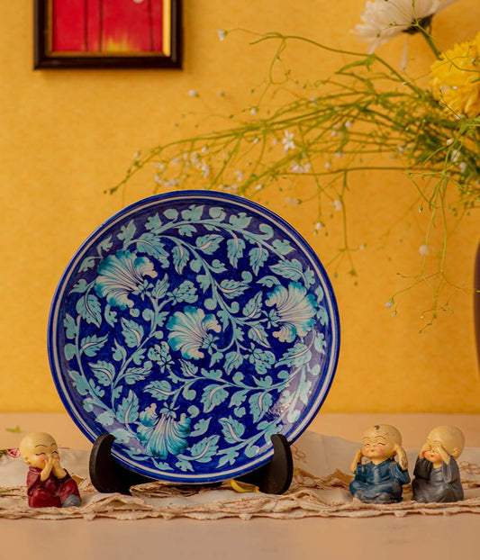 blue pottery decorative plate