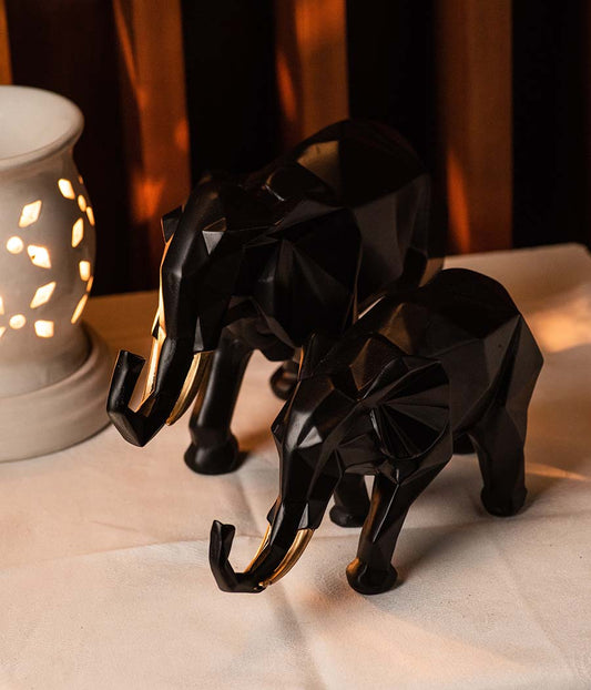 Set of Black Elephant Showpiece