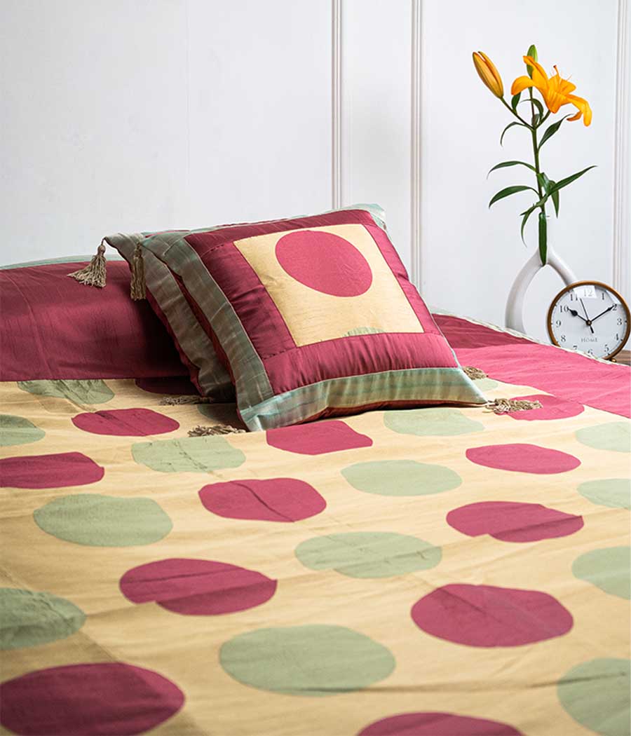 Buy Polka Silk Bedcover Online