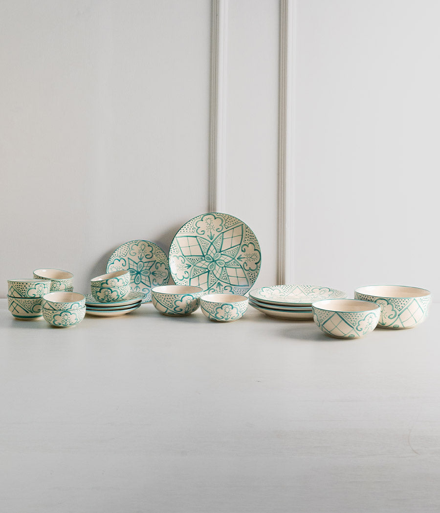 Aquamarine Mandala Dinnerset - Set of 18
