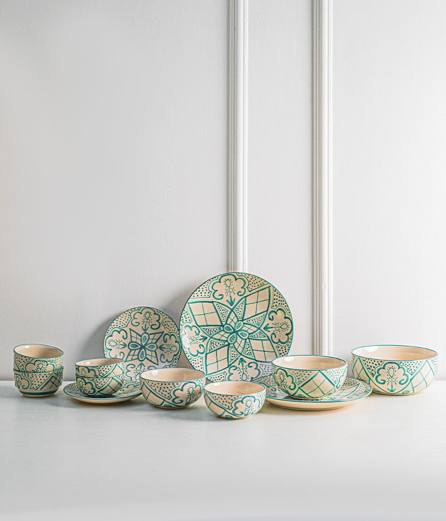 Aquamarine Mandala Dinnerset - Set of 8