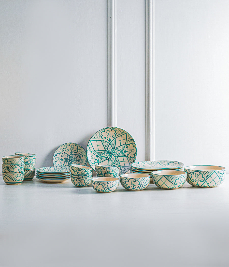 Aquamarine Mandala Dinnerset - Set of 28