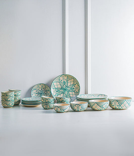 Aquamarine Mandala Dinnerset - Set of 28