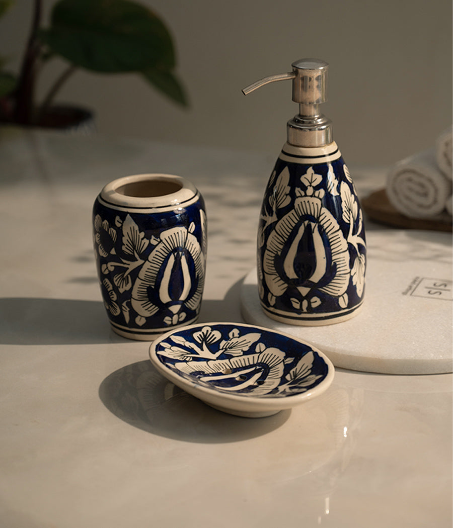 Buy Navy Blue Ceramic Bathroom Set Online at Aravalii