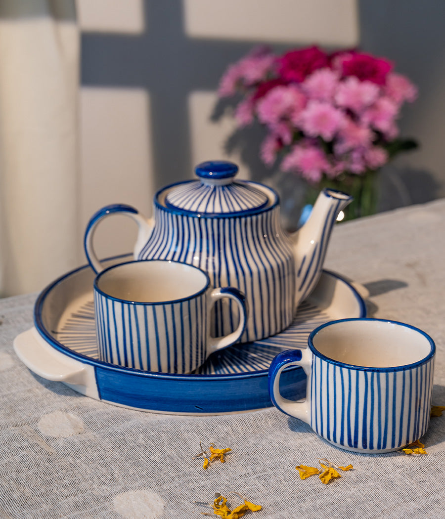 Blue Stripe Tea Set : For 4