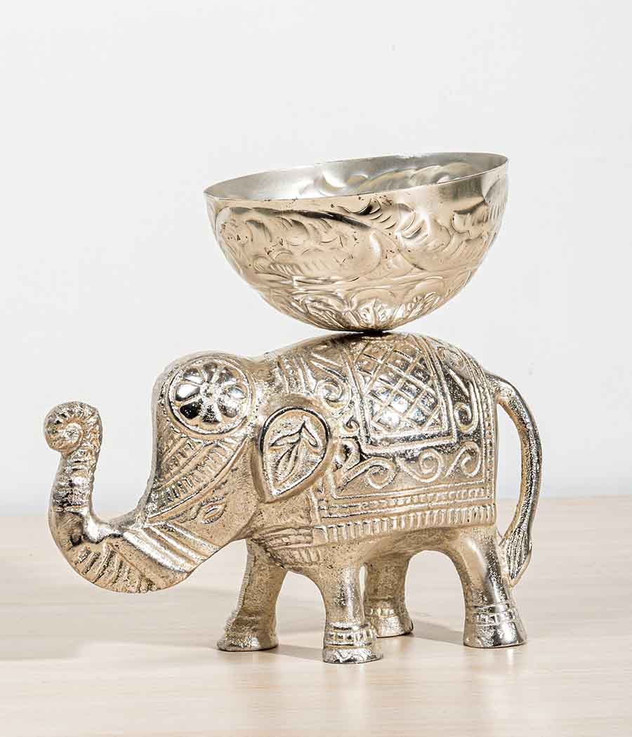 Silver Sheen Elephant Bowl