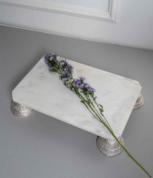 Silver Sheen + Marble Serving Platter