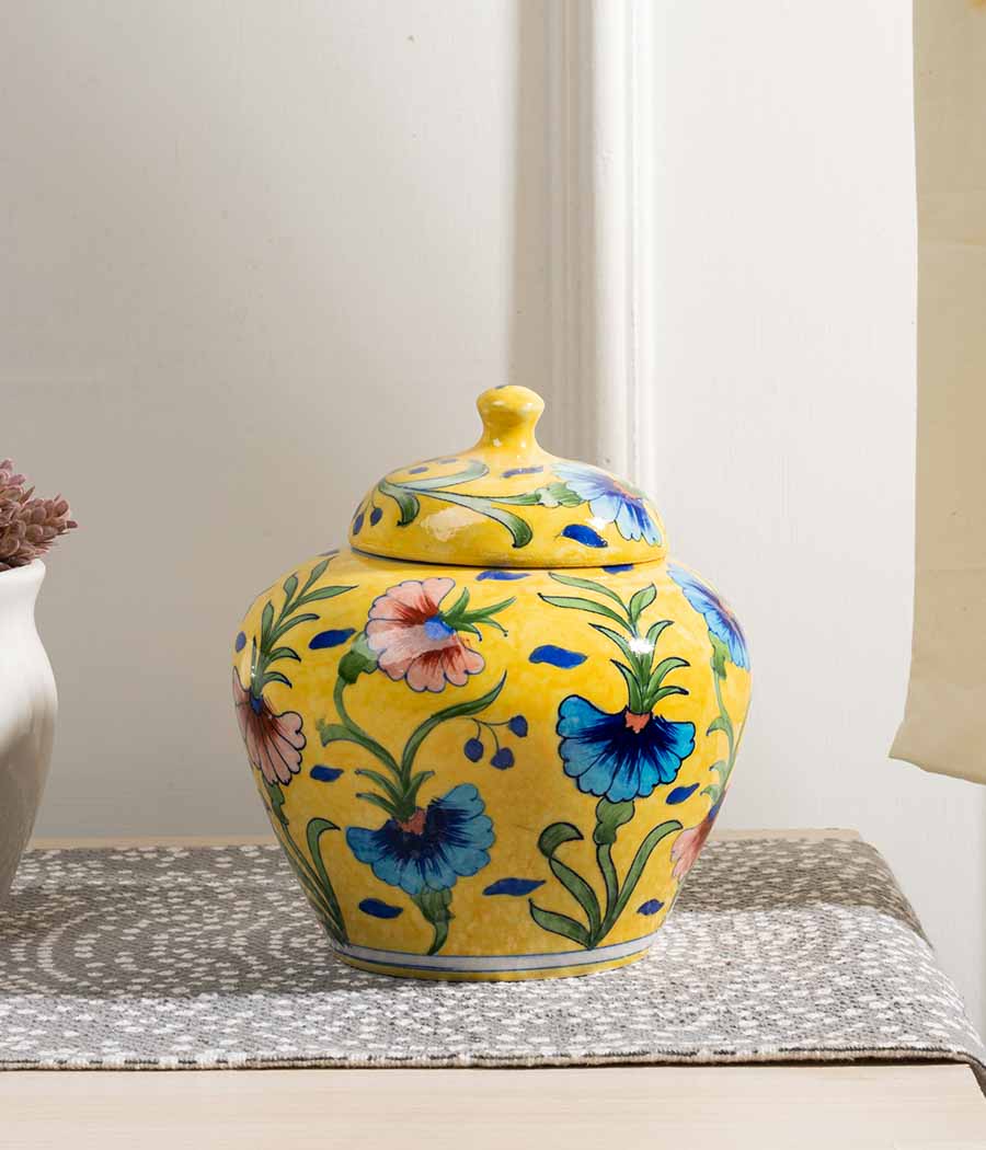 Blue Pottery Yellow Jar