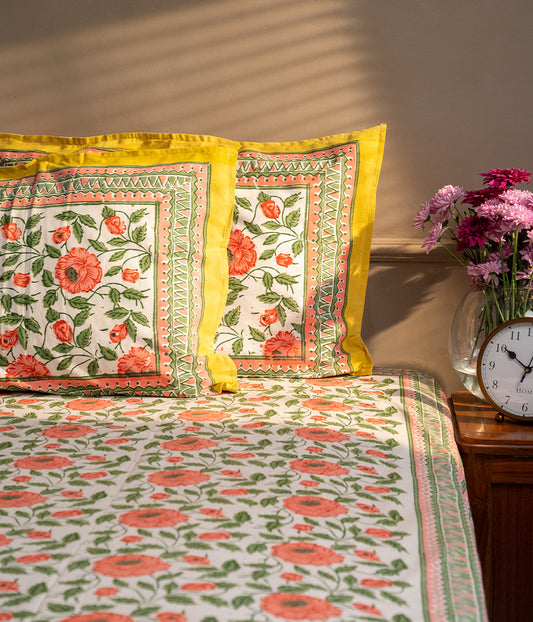 Chrysanthemum Pink-White Bedsheet