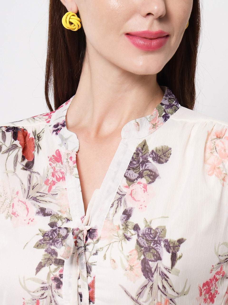 White Floral Cuff Dress