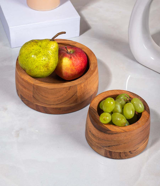 Iris Wooden Serving Bowl - Set of 2